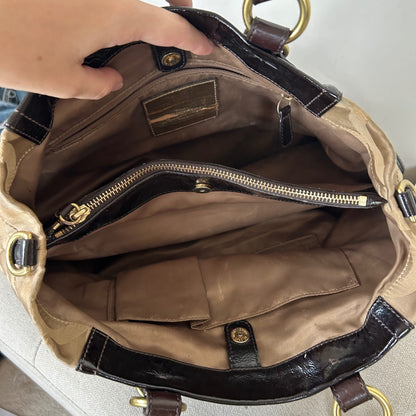 Coach Ashley Beige Signature Monogram 3 Compartment Shoulder Bag K0982-14578