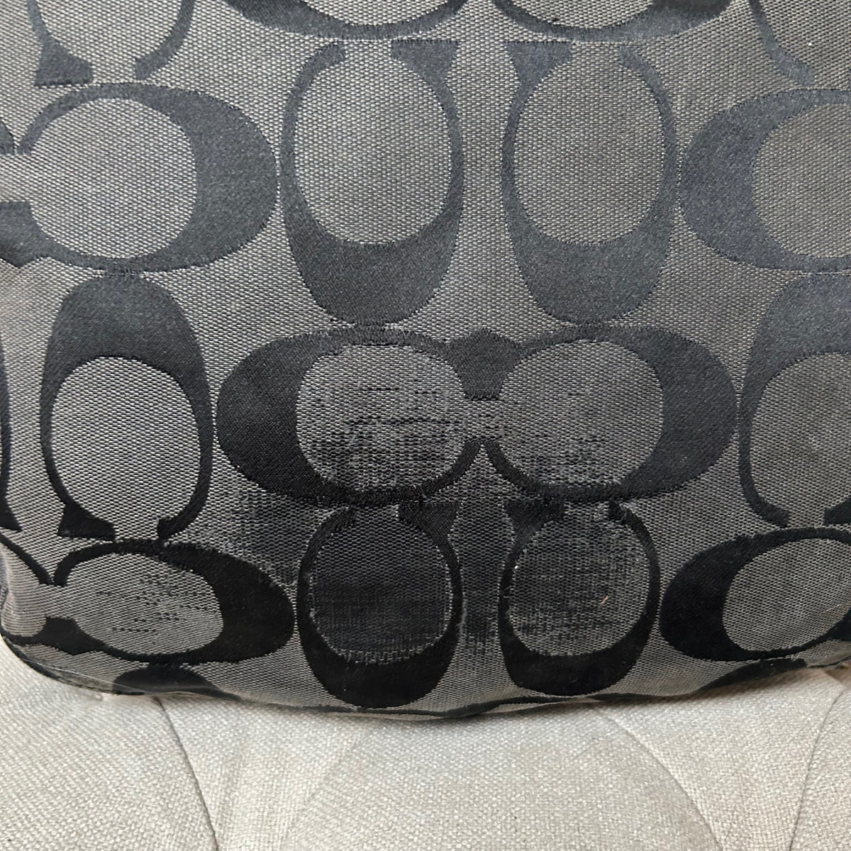 Coach Zoe Black Signature Monogram Large Shoulder Bag G0932-F12674
