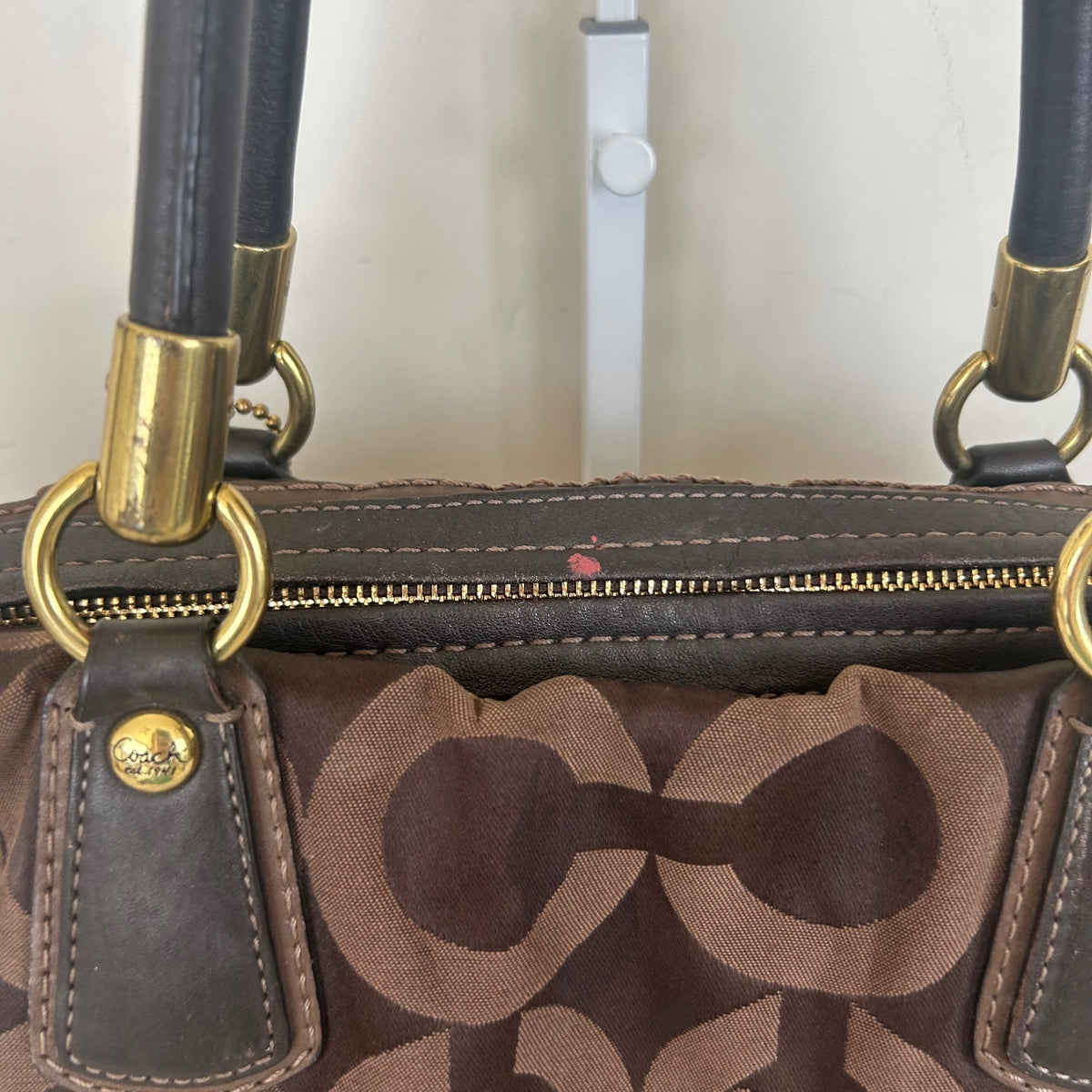 Coach Chocolate Brown Monogram Convertible Shoulder Bag G1082-15342