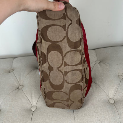 Coach Brown Signature Monogram Red Stripe Shoulder Bag H1176-F17434