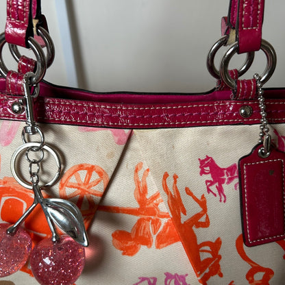 Coach White Pink Sateen Tote Shoulder Bag A1067-F14892