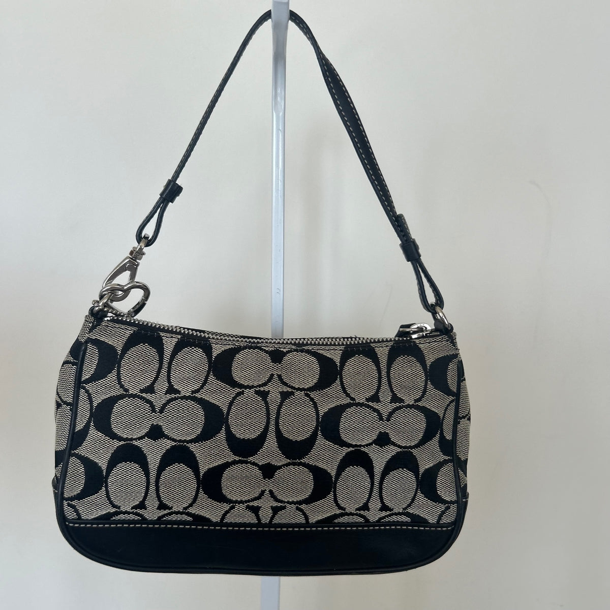 Coach Demi Black Signature Monogram Shoulder Bag Handbag C35-6094