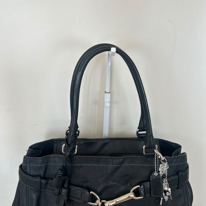 Coach Black Leather Silver Clip Hampton Shoulder Bag M050-8A71