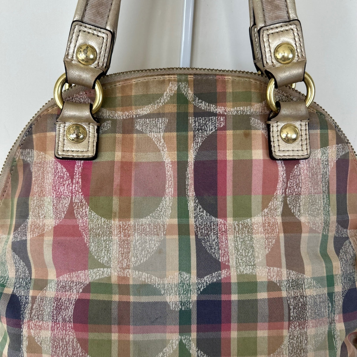 Coach Poppy Pink Multicolour Plaid Tartan Shoulder Bag A1382-F23541