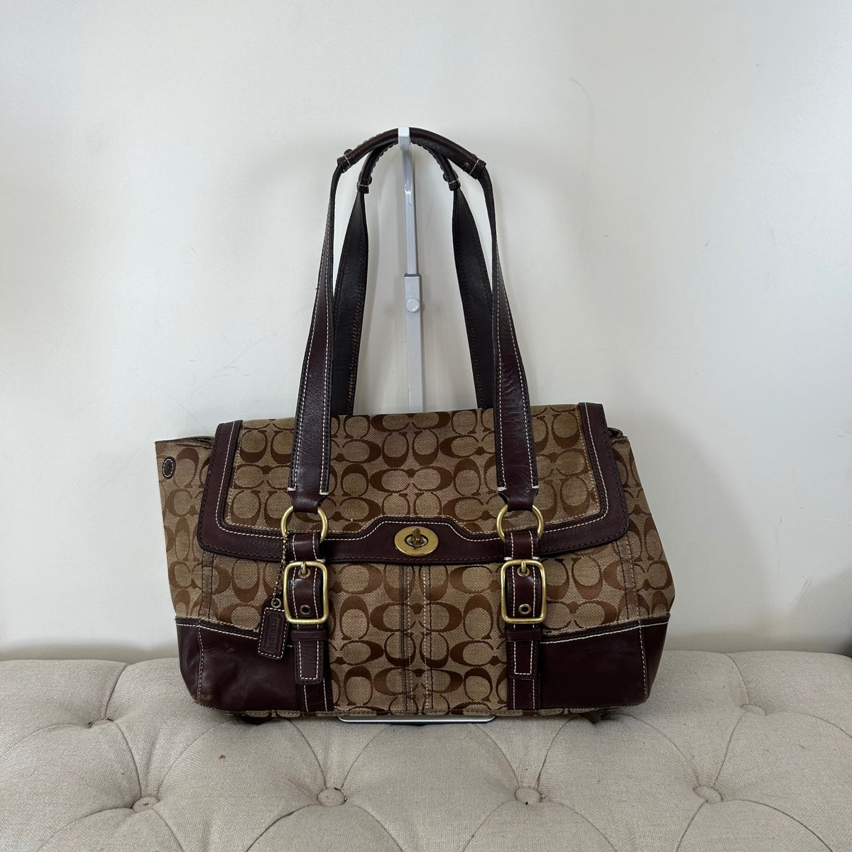 Coach Brown Monogram Turnlock Satchell Shoulder Bag D0726-11061