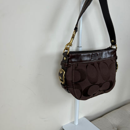 Coach Chocolate Brown Monogram Mini Zoe Shoulder Bag H0826-41856