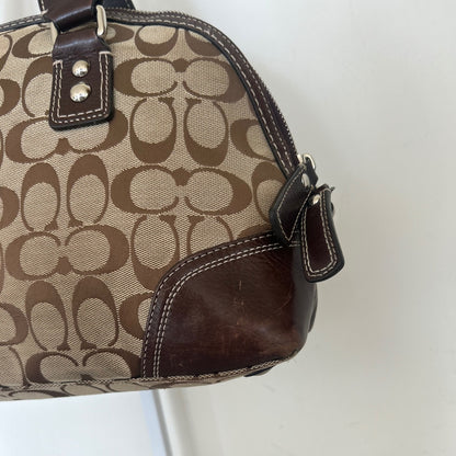 Coach Hampton Brown Signature Monogram Shoulder Bag Handbag Purse L1079-F13977