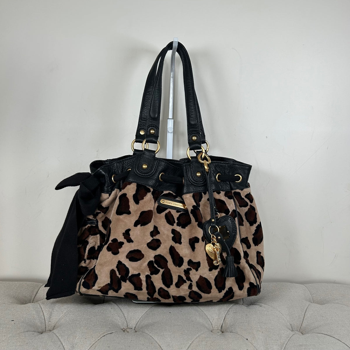 Vintage Y2K Juicy Couture Brown Leopard Print Velour Handbag