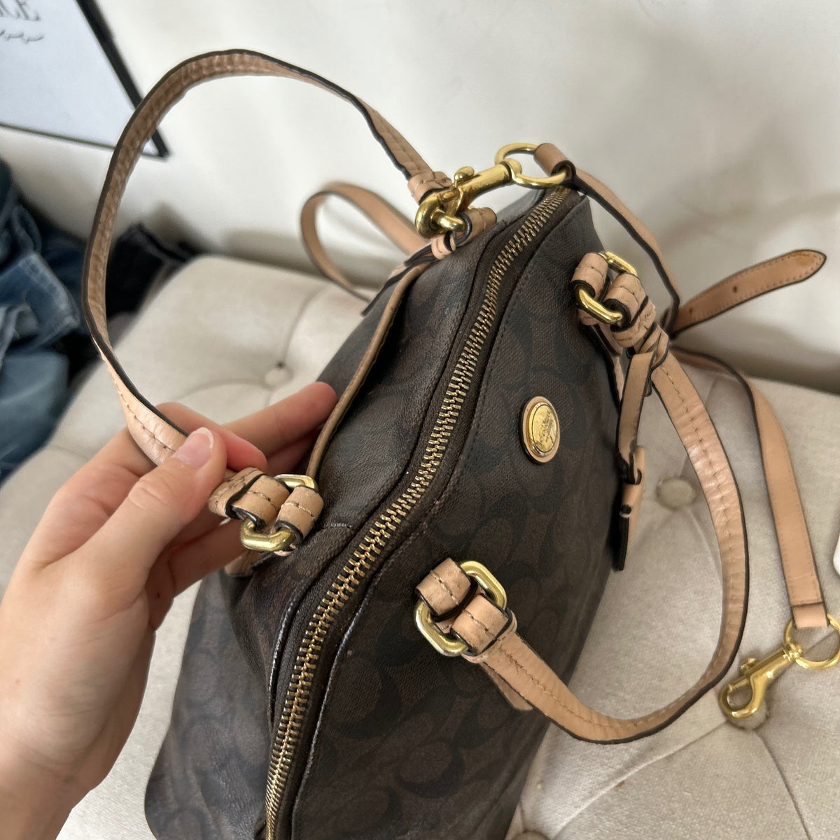 Coach Peyton Cora Domed Satchel Medium Brown Shoulder Bag C1457-F26184