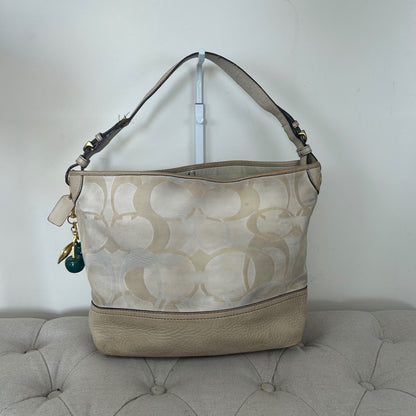 Coach Beige Optic Shoulder Bag with Leather Detail A063-7656