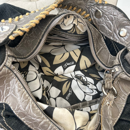RARE Guess Blue Denim Eyelet Detail Shoulder Bag