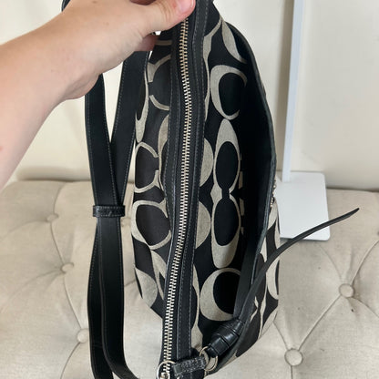 Coach Black Leather and Monogram Medium Slouchy Hobo Shoulder Bag E1281-F19740