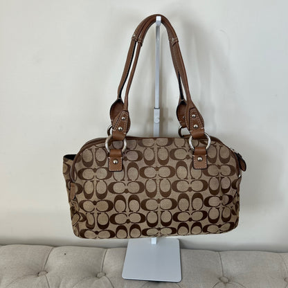 Coach Brown Signature Monogram Satchel Shoulder Bag C1076-F14695