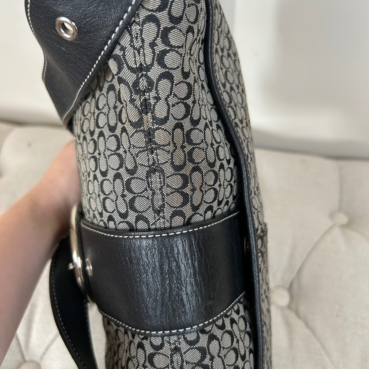 Coach Soho Large Black Signature Monogram Shoulder Bag E06W-6808