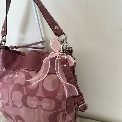 Coach Zoe Pink Purple Signature Monogram Shoulder Bag C1082-F14710