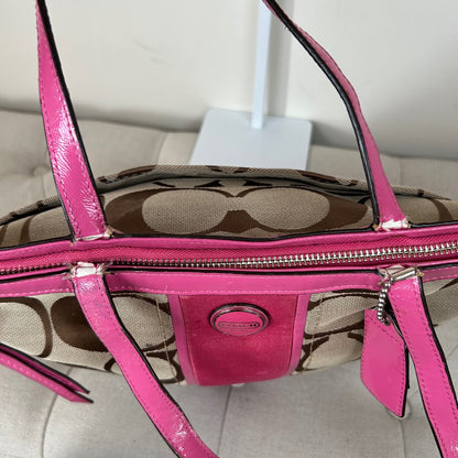 Coach Signature Monogram Pink Stripe Shoulder Bag D1332-F21950
