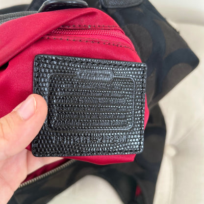 Coach Black Monogram 3 Compartment Shoulder Bag Red Interior H1381-21125M