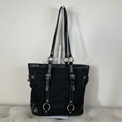 Coach Black Signature Monogram East West Shoulder Tote Bag F0849-F12344