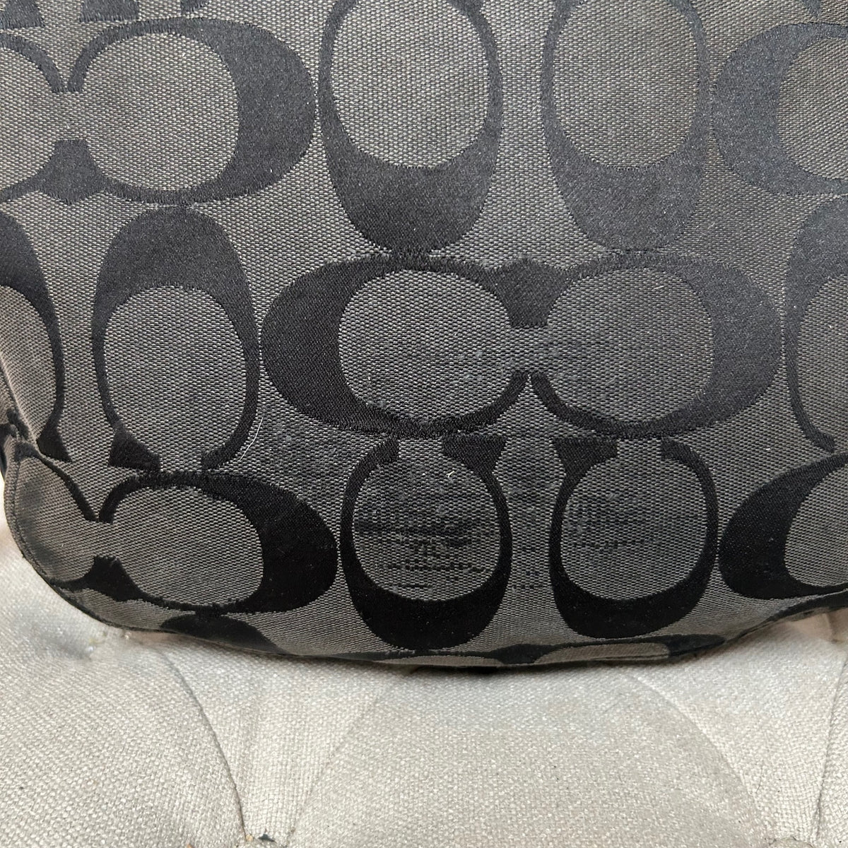 Coach Zoe Black Signature Monogram Large Shoulder Bag G0932-F12674