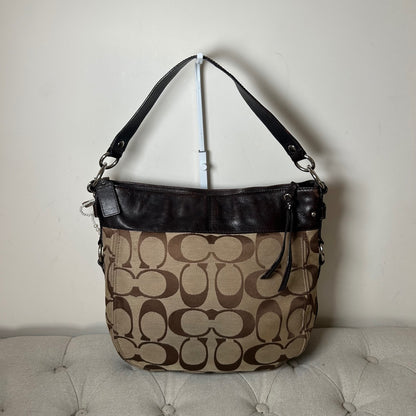 Coach Zoe Brown Signature Monogram Large Shoulder Bag A1093-F14709