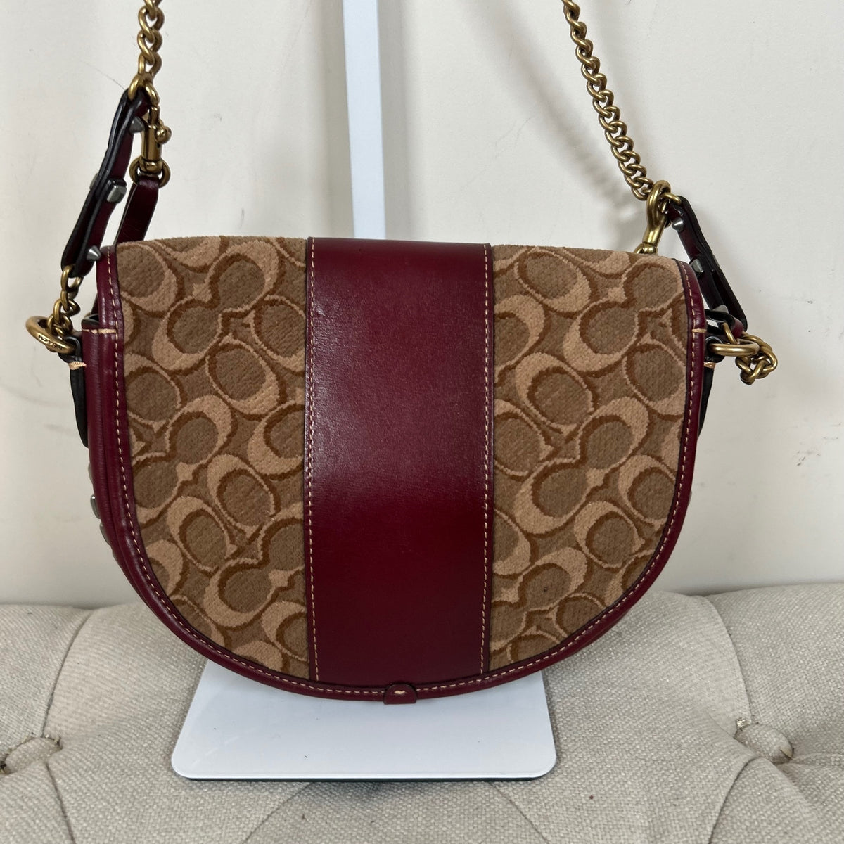 Coach Burgundy Studded Leather Shoulder Bag H1880-48189