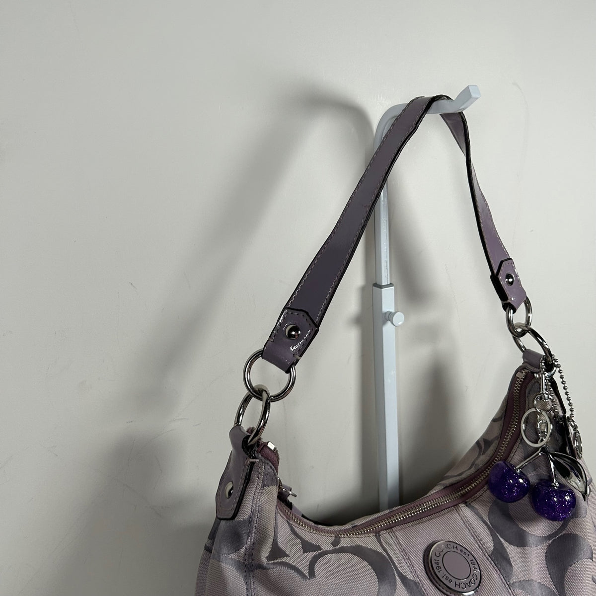 Coach Lilac Convertible Large Signature Stripe Hobo Shoulder Bag B1261-F19281