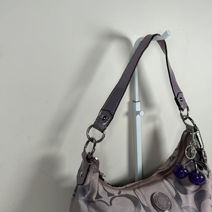 Coach Lilac Convertible Large Signature Stripe Hobo Shoulder Bag B1261-F19281
