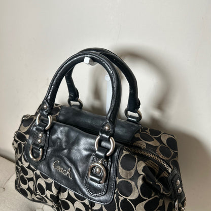 Coach Ashley Black Signature Monogram Convertible Shoulder Bag M1182-F15443