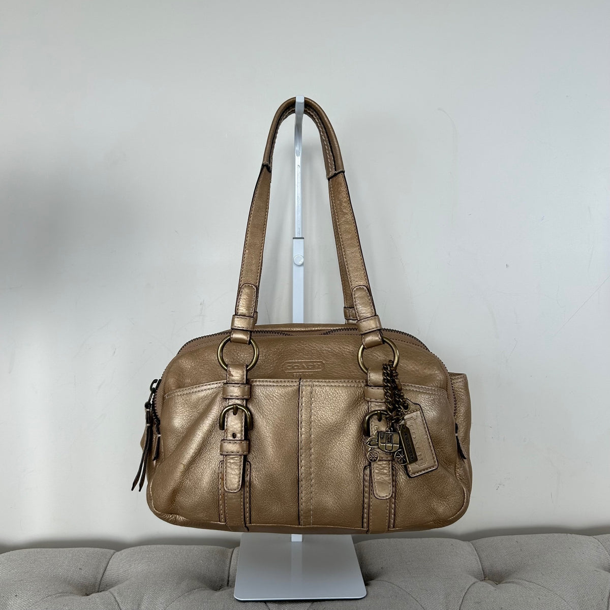 RARE Coach Bonnie Gold Metallic Leather Satchel Shoulder Bag H0869-12670
