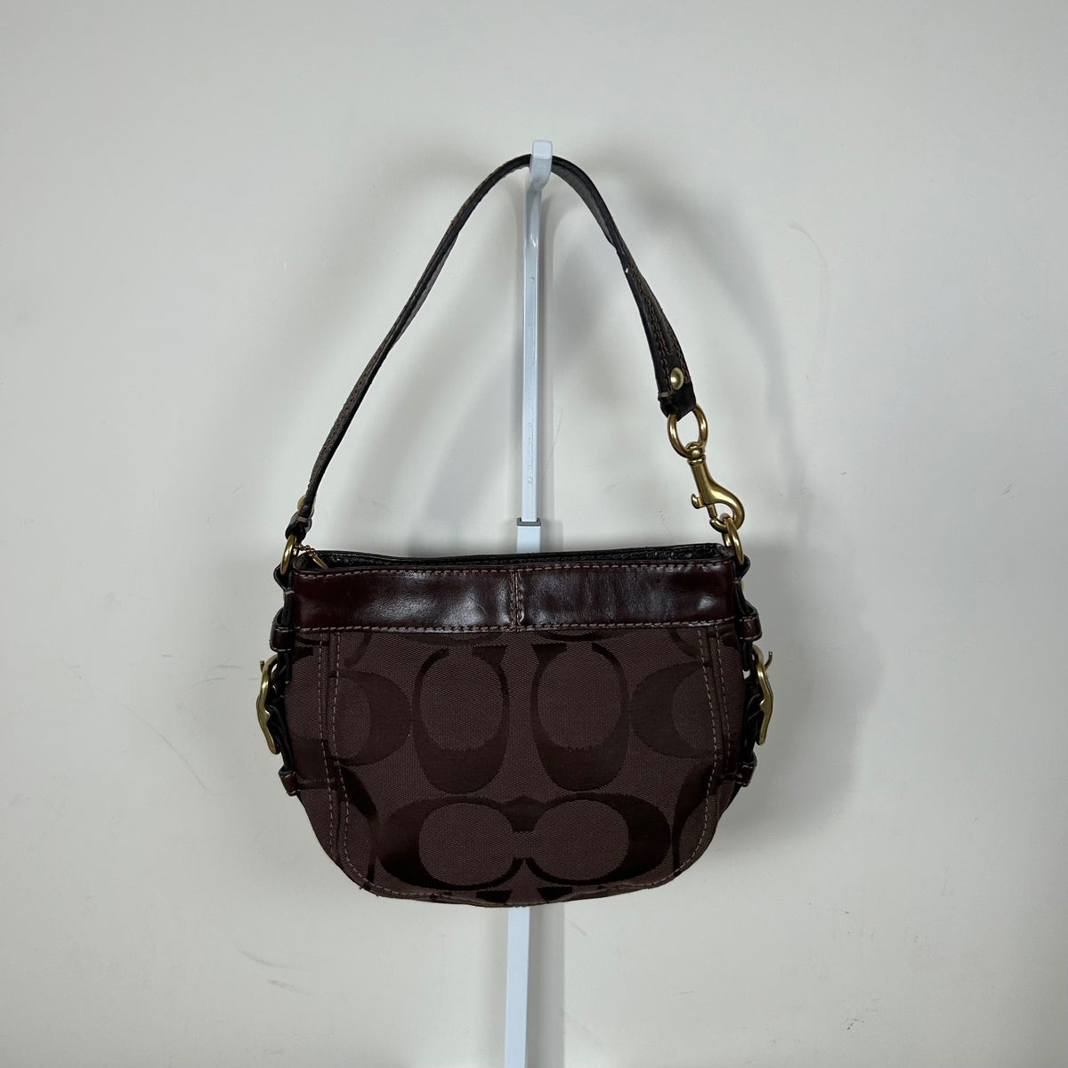 Coach Chocolate Brown Monogram Mini Zoe Shoulder Bag H0826-41856