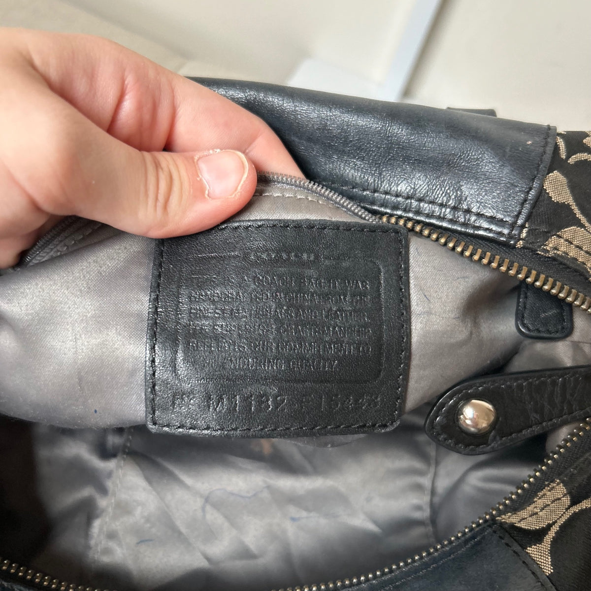 Coach Ashley Black Signature Monogram Convertible Shoulder Bag M1182-F15443
