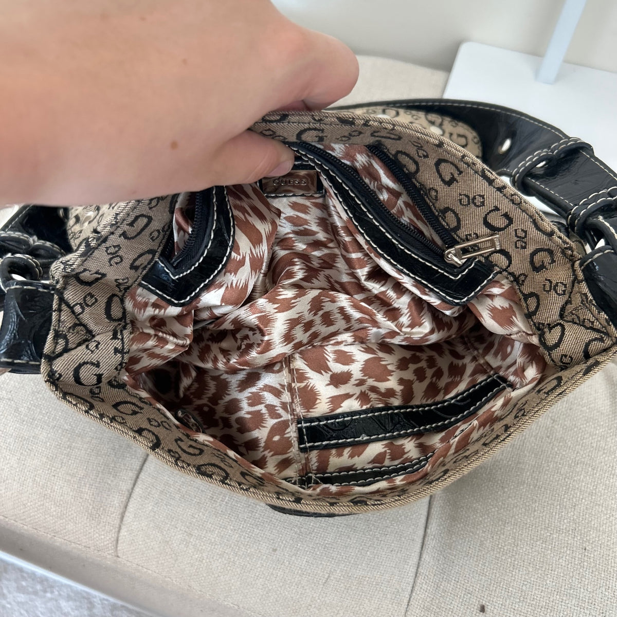 Guess Black & Grey Monogram Shoulder Bag