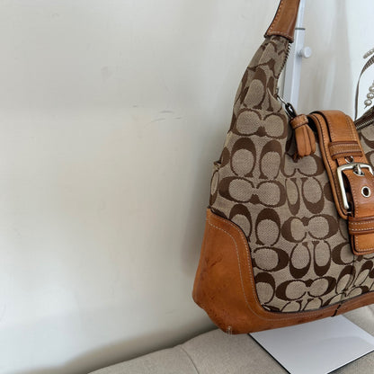 Coach Brown Signature Monogram Hampton Shoulder Bag G04J-6824