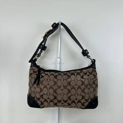 Coach Brown Monogram Bleecker Shoulder Bag with Black Leather H0793-11431