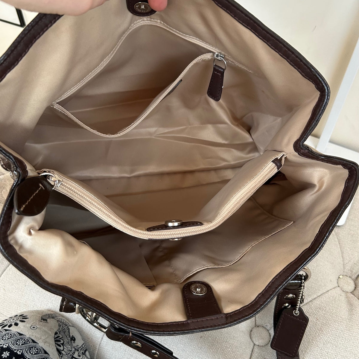 Coach Beige & Brown Monogram Shoulder Bag D1276-F19043