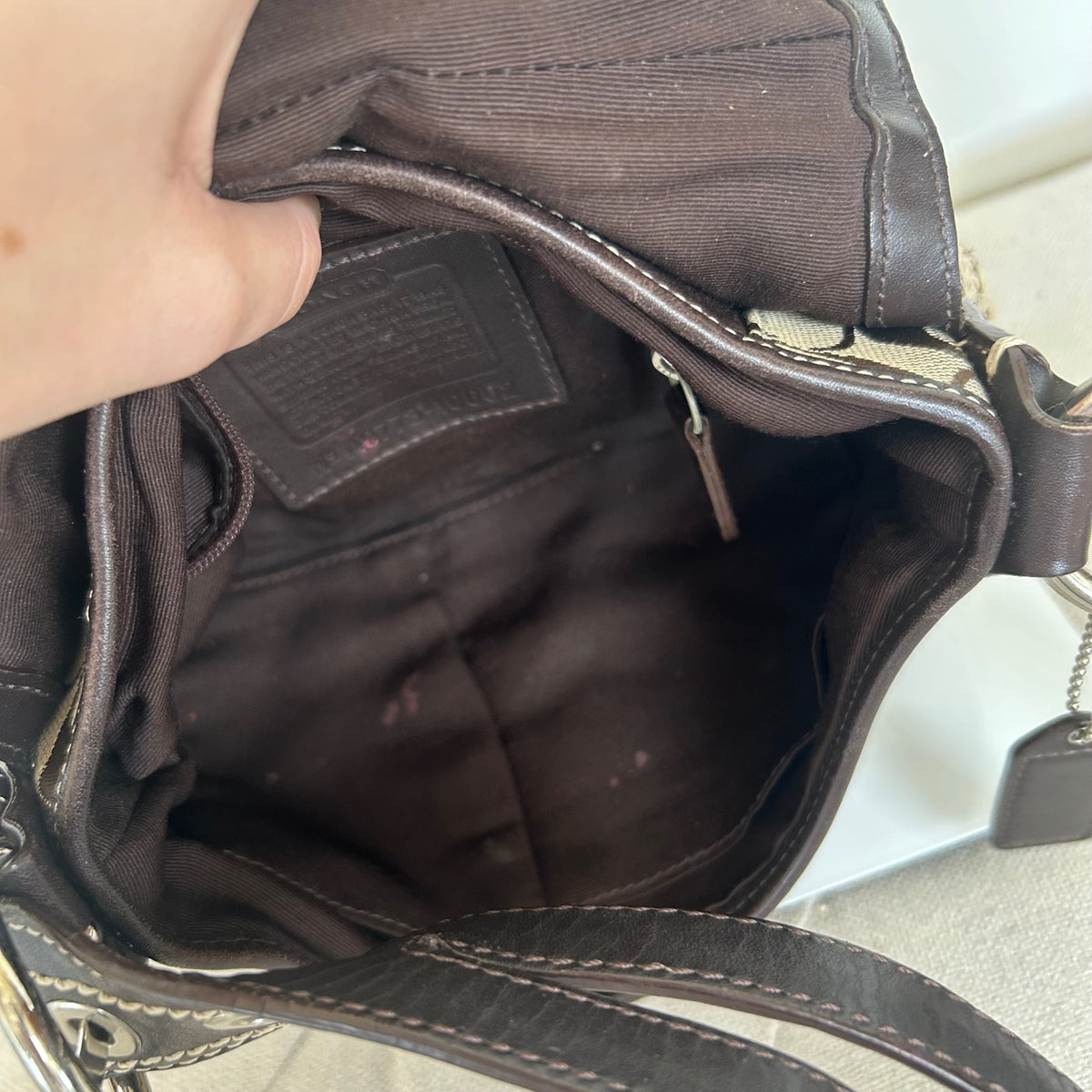 Coach Soho Brown Signature Monogram Shoulder Bag Handbag Purse A0773-10602