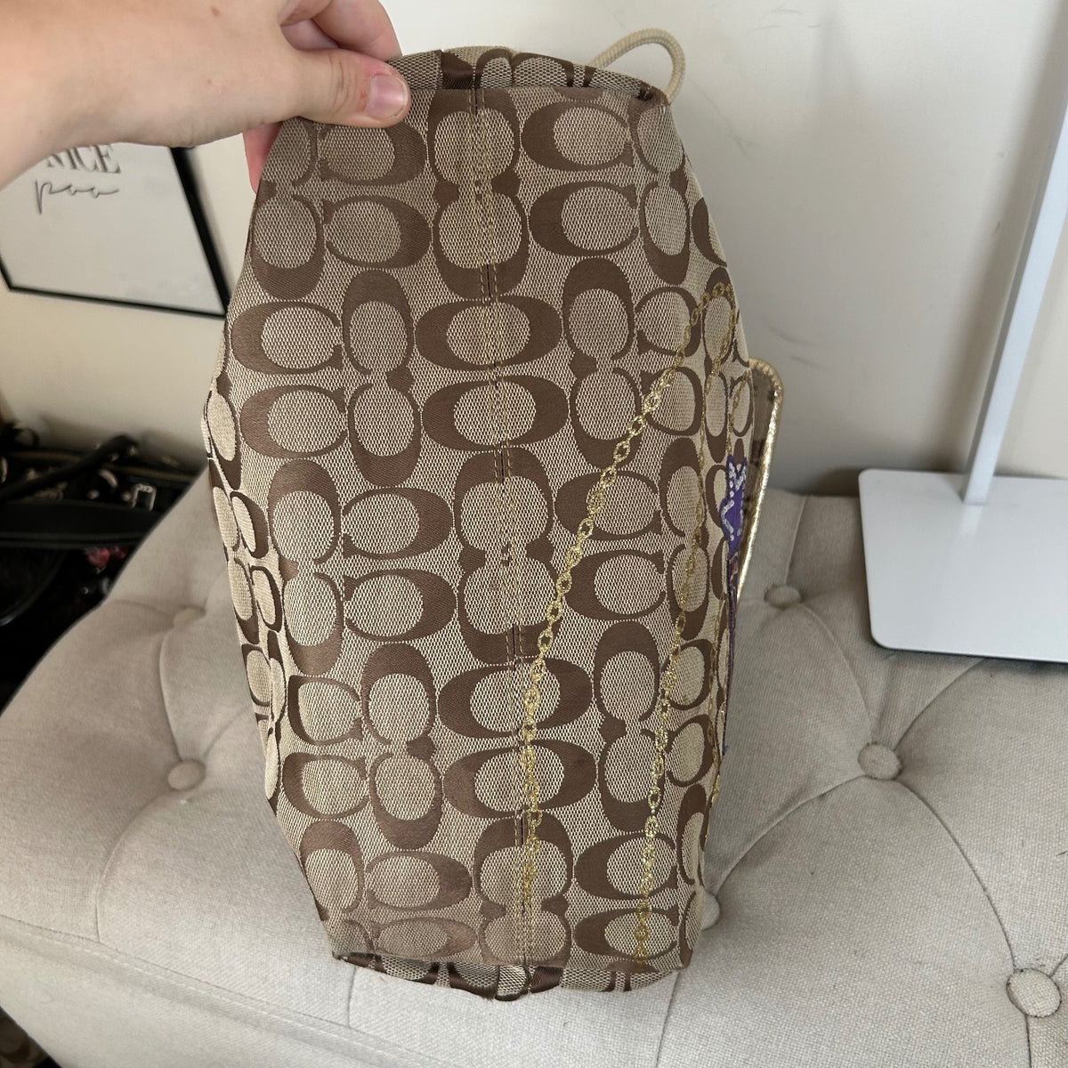 Coach Poppy Purple & Gold Plaid Convertible Shoulder Bag G1020-15881