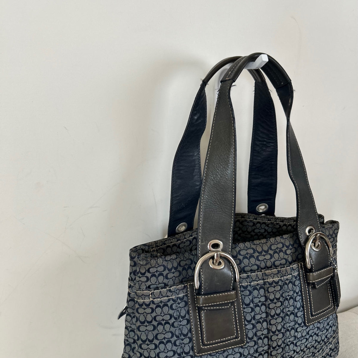 Coach Blue Monogram Tote Soho Shoulder Bag E0885-F12310