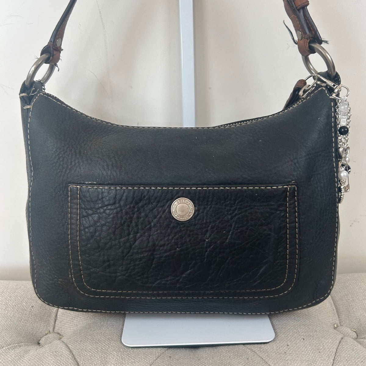 Coach Black Pebbled Leather Medium Mini Shoulder Bag C0782-F16890