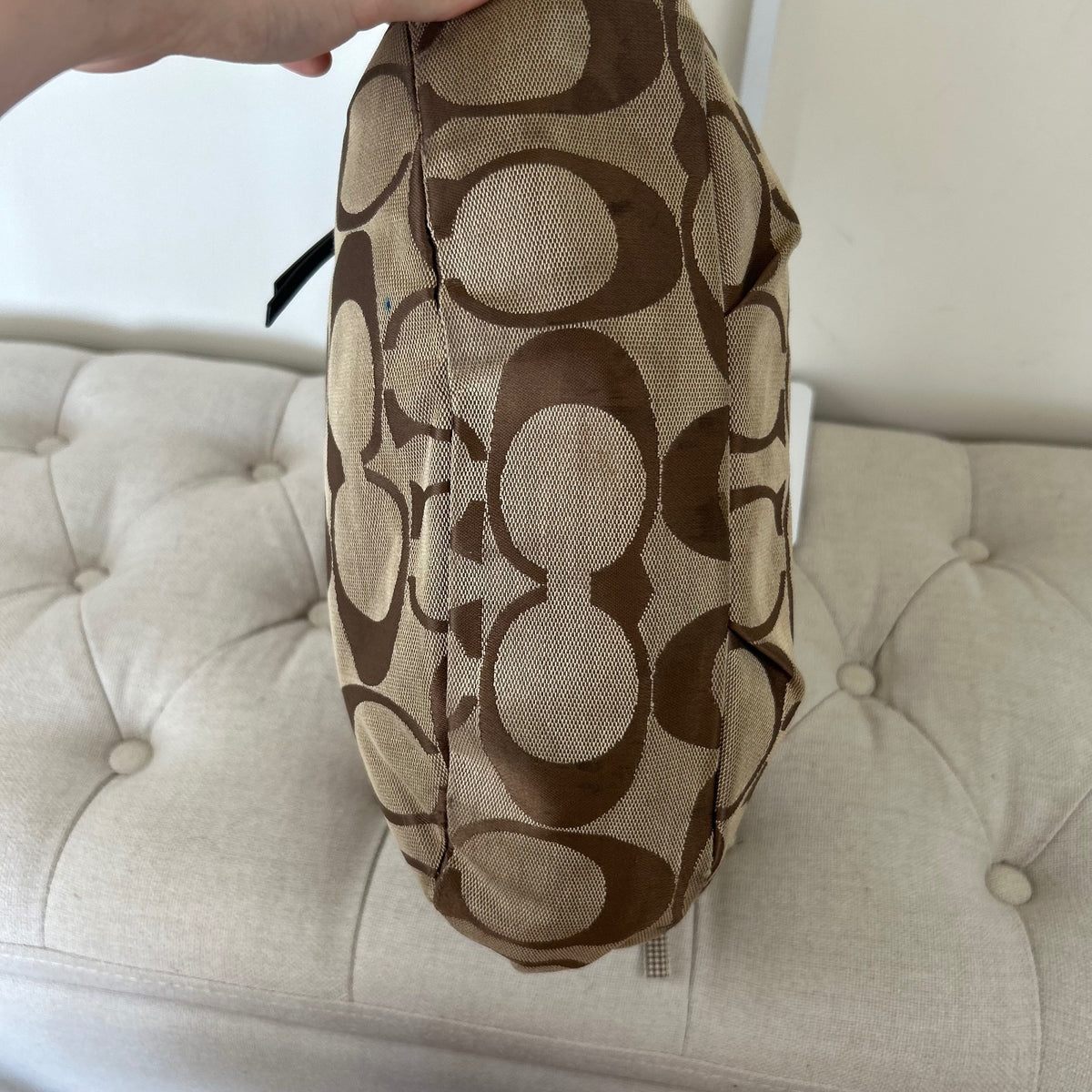 Coach Signature Monogram Turnlock Shoulder Bag Brown E1026-F15171