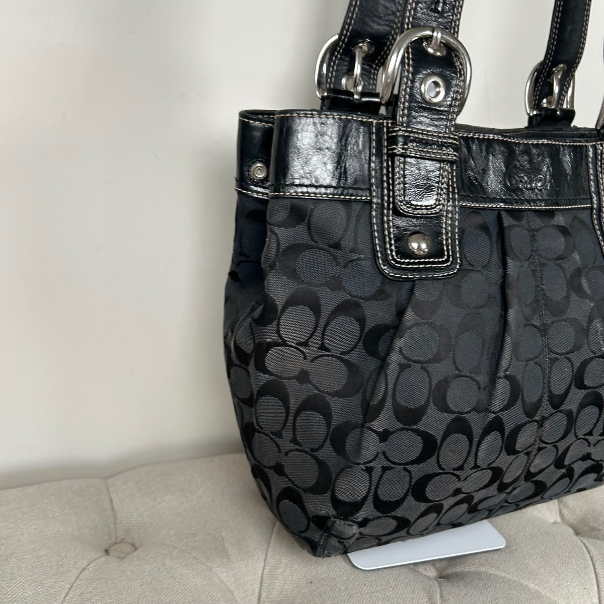Coach Black Monogram Tote Shoulder Bag D1060-F15047