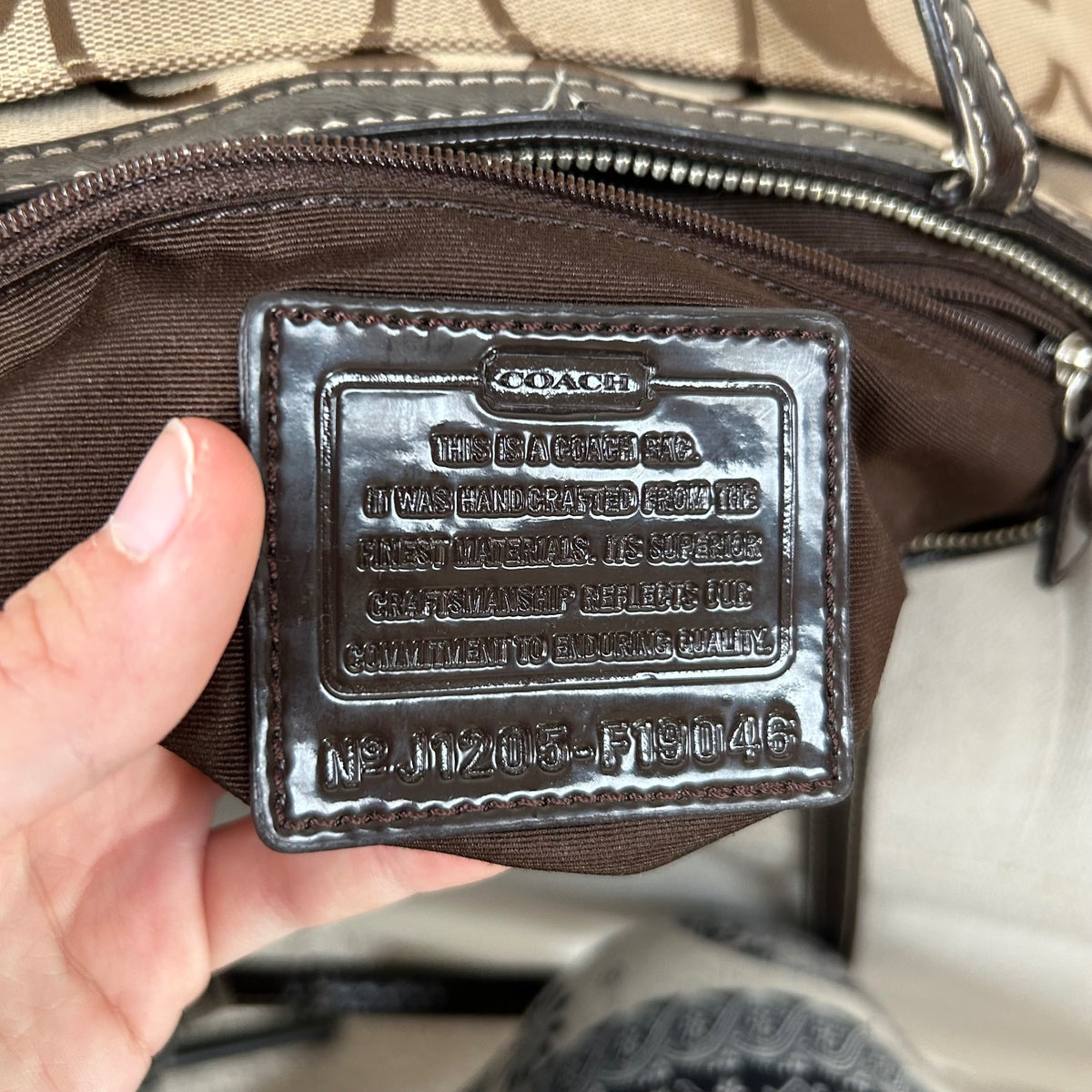 Coach Brown Signature Monogram Stripe Tote Shoulder Bag J1205-F19046