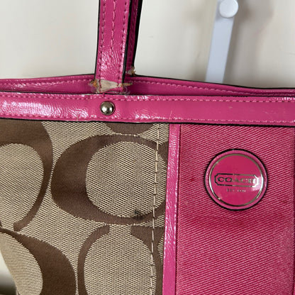 Coach Signature Monogram Pink Stripe Shoulder Bag D1332-F21950