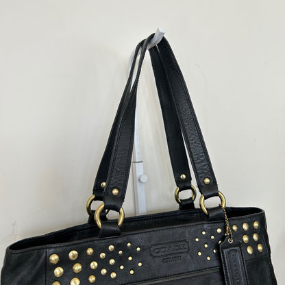 Coach Black Leather Gold Studded Shoulder Bag Handbag Purse F1094-F15235