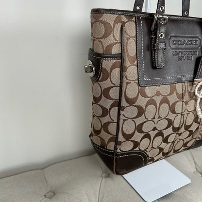 Coach Brown Signature Monogram Hampton Shoulder Bag B0860-F10659