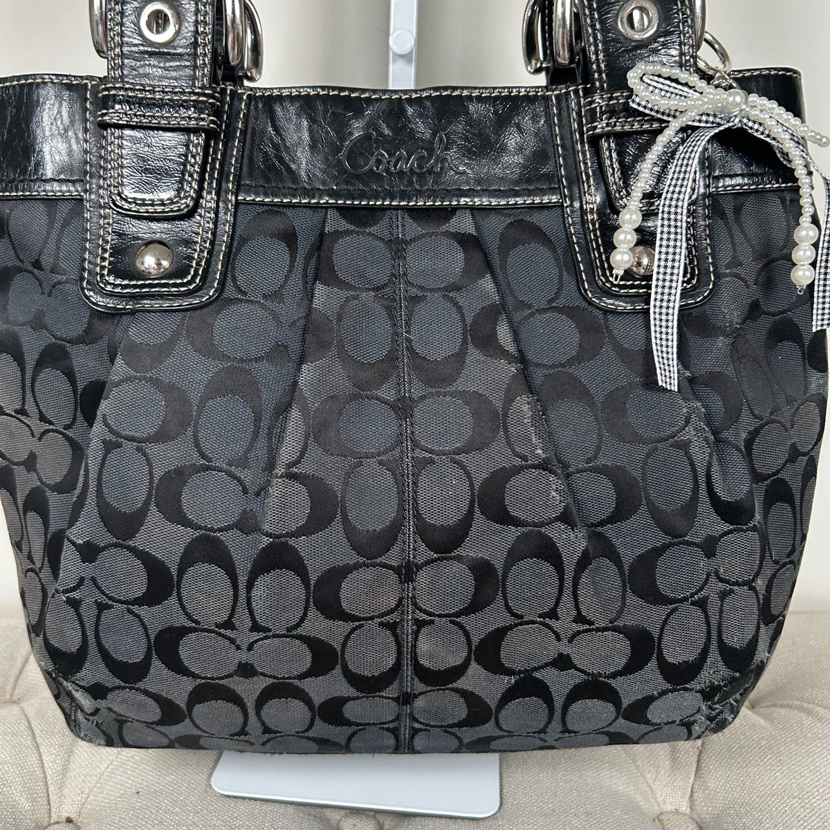 Coach Black Monogram Tote Shoulder Bag D1060-F15047