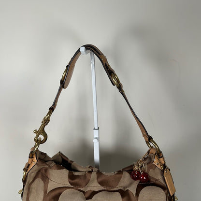 Coach Brown Signature Monogram Canvas Medium Carly Shoulder Bag J0749-11648