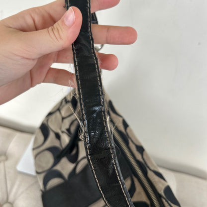 Coach Black Signature Stripe Monogram Hobo Shoulder Bag H1261-F19281