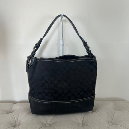 Coach Black Monogram & Leather Shoulder Bag C063-2156