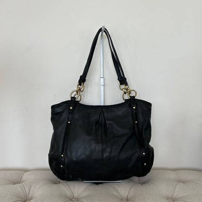 Coach Black Leather Shoulder Bag Handbag Purse Gold Hardware C1375-F20812